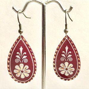 Mediterranean Earrings, etched, enamel, copper, hypo-allergenic